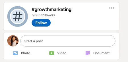 Büyüme pazarlaması için Linkedin hashtag örneği